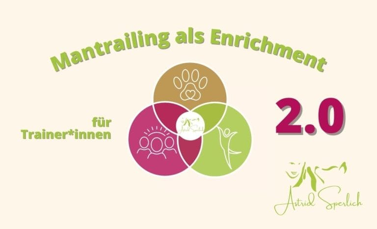 Mantrailing als Enrichment bedeutet für Mensch und Hund die Erfüllung von Bedürfnissen, die in deren Alltag zu kurz kommen. Es lässt Deine Teams mit Glitzern in den Augen vom Trail zurück gehen. Es gibt Hunden mit besonderen Bedürfnissen die Möglichkeit, über sich hinaus zu wachsen und ermöglicht den Menschen dieser Hunde Gruppentraining und social support genießen zu können. Es bedeutet, dass Du auch beim Trailen Deinen Werten im Hundetraining bei gleichzeitig hoher Qualität des Mantrailing Trainings treu bleiben kannst