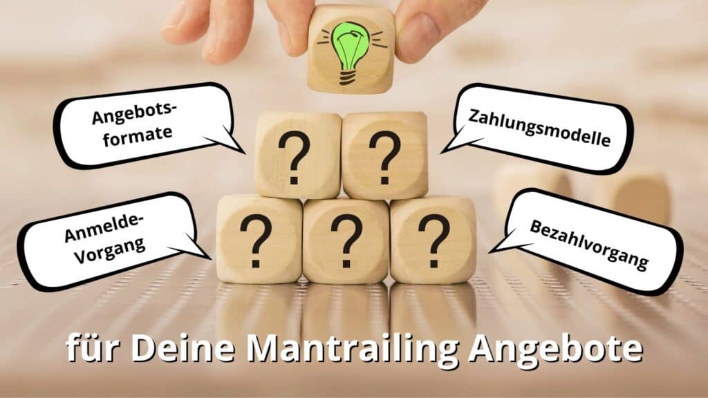 mantrailing Angebote - Angebotsformate, Zahlungsmodelle, Bezahlvorgänge, Anmeldungsvorgänge