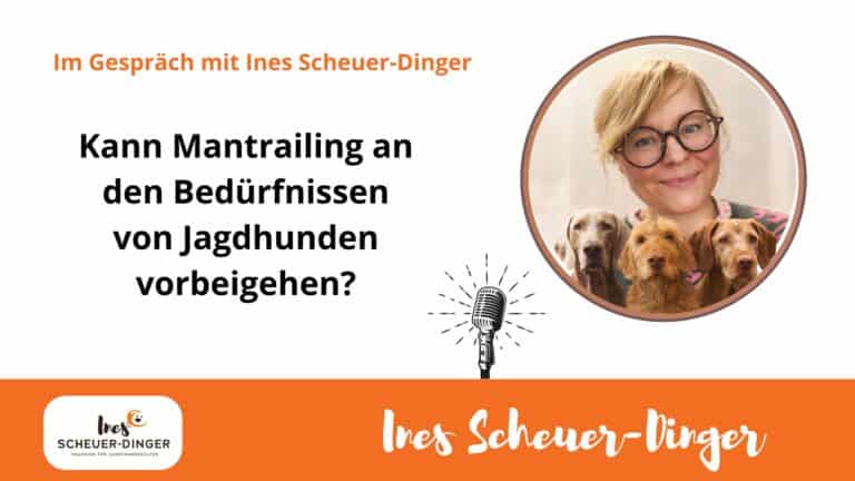 Titelbild zum Interview mit Ines Scheuer-Dinger über die Frage, ob Mantrailing an den Bedürfnissen von Jagdhunden vorbeigehen kann.