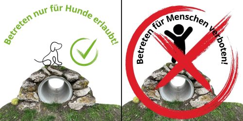 Erdgügel auf der Hundewiese nur für Hunde. Betreten für Menschen verboten
